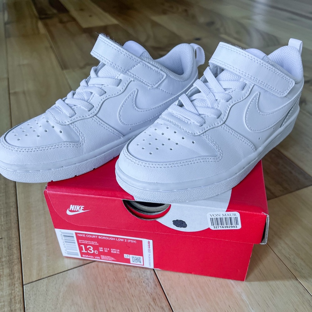 Nike, Court Borough Low 2, White, Size Youth 13